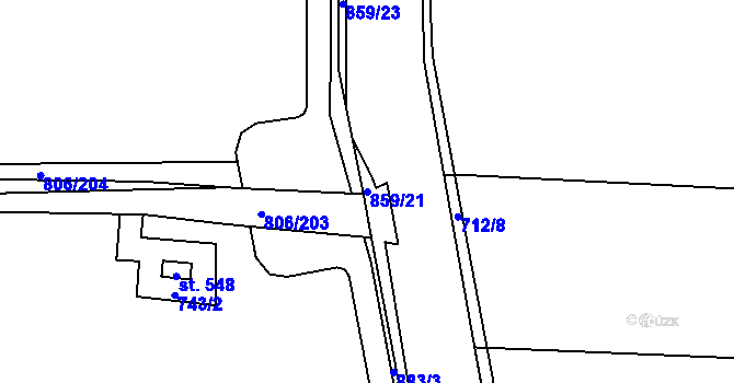 Parcela st. 859/21 v KÚ Ostřešany, Katastrální mapa