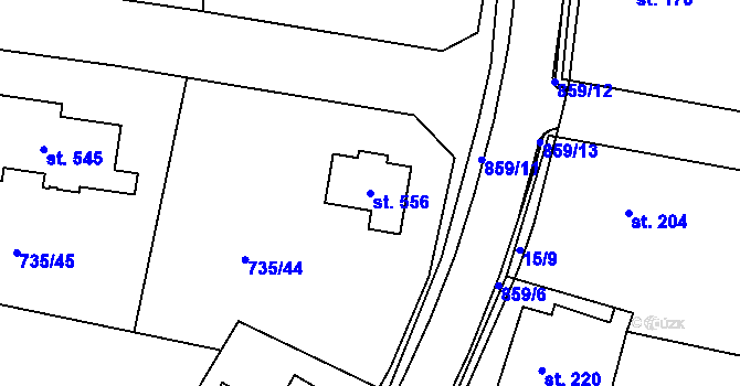Parcela st. 556 v KÚ Ostřešany, Katastrální mapa