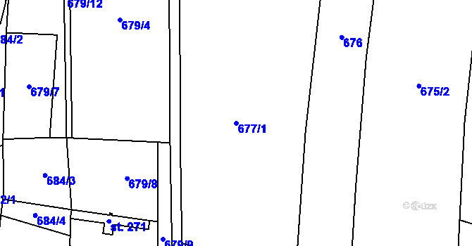 Parcela st. 677/1 v KÚ Ostřešany, Katastrální mapa