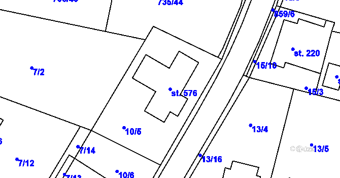 Parcela st. 576 v KÚ Ostřešany, Katastrální mapa