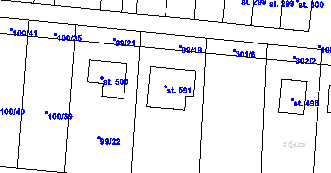 Parcela st. 591 v KÚ Ostřešany, Katastrální mapa
