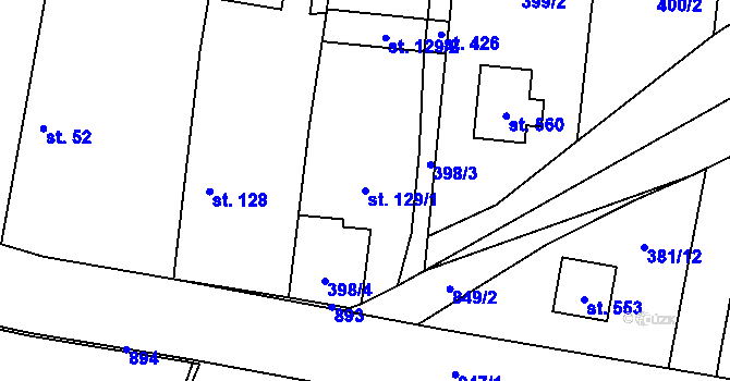 Parcela st. 129/1 v KÚ Ostřešany, Katastrální mapa