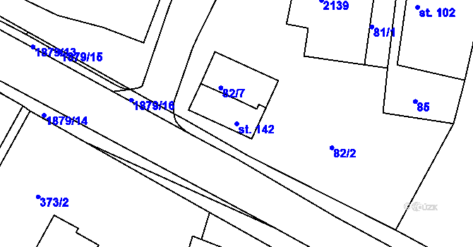 Parcela st. 142 v KÚ Ostřetín, Katastrální mapa