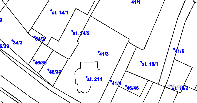 Parcela st. 41/3 v KÚ Ostřetín, Katastrální mapa
