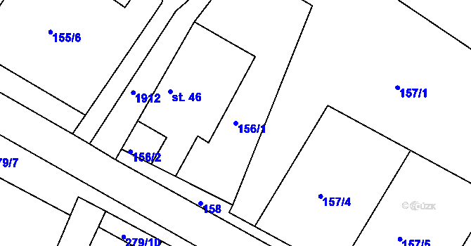 Parcela st. 156/1 v KÚ Ostřetín, Katastrální mapa