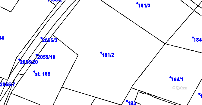 Parcela st. 181/2 v KÚ Ostřetín, Katastrální mapa
