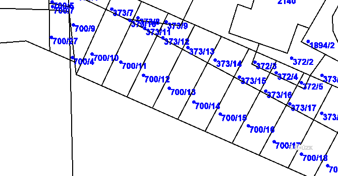 Parcela st. 700/13 v KÚ Ostřetín, Katastrální mapa