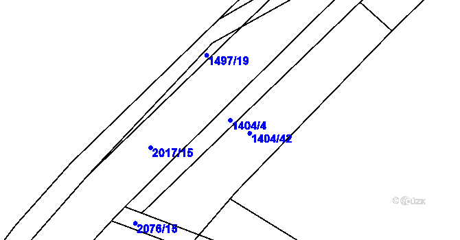 Parcela st. 1404/4 v KÚ Ostřetín, Katastrální mapa