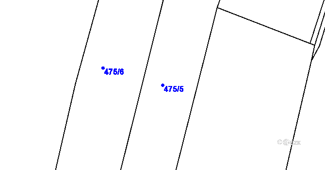 Parcela st. 475/5 v KÚ Ostřetín, Katastrální mapa