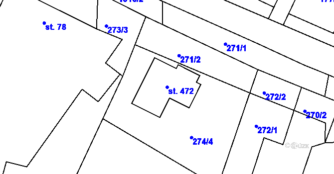 Parcela st. 472 v KÚ Ostřetín, Katastrální mapa