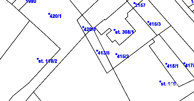 Parcela st. 413/5 v KÚ Ostřetín, Katastrální mapa
