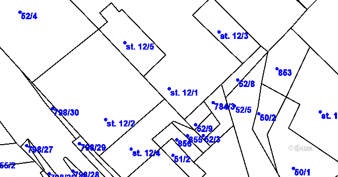 Parcela st. 12/1 v KÚ Vysoká u Holic, Katastrální mapa