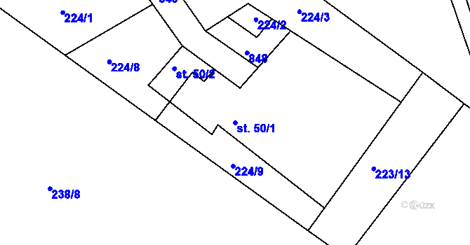 Parcela st. 50/1 v KÚ Vysoká u Holic, Katastrální mapa