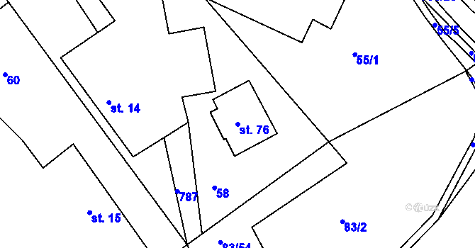 Parcela st. 76 v KÚ Vysoká u Holic, Katastrální mapa