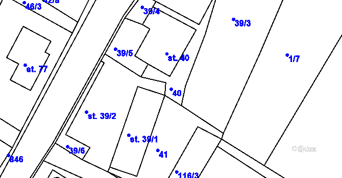 Parcela st. 40 v KÚ Vysoká u Holic, Katastrální mapa