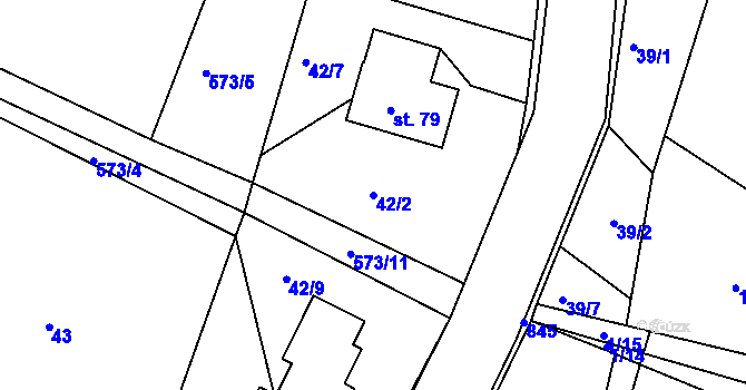Parcela st. 42/2 v KÚ Vysoká u Holic, Katastrální mapa