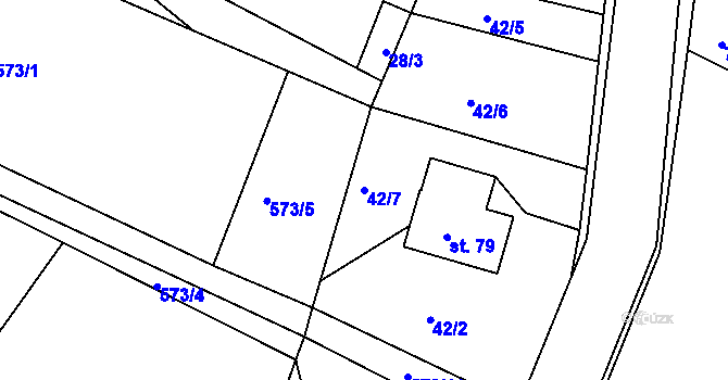 Parcela st. 42/7 v KÚ Vysoká u Holic, Katastrální mapa