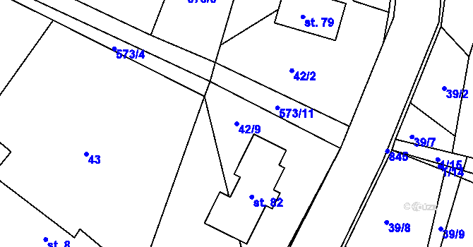Parcela st. 42/9 v KÚ Vysoká u Holic, Katastrální mapa