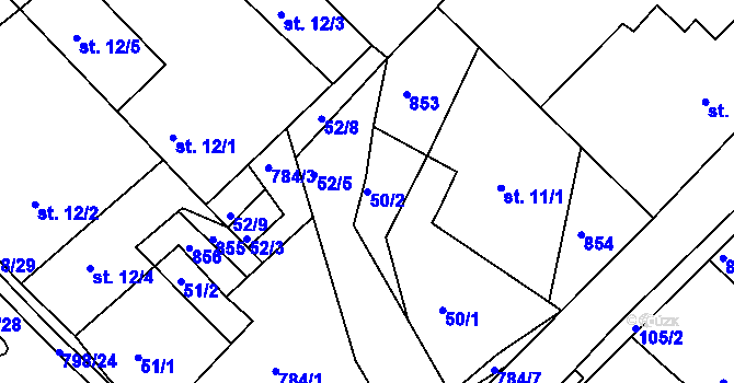 Parcela st. 50/2 v KÚ Vysoká u Holic, Katastrální mapa