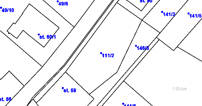 Parcela st. 111/2 v KÚ Vysoká u Holic, Katastrální mapa