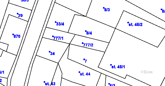 Parcela st. 777/2 v KÚ Vysoká u Holic, Katastrální mapa