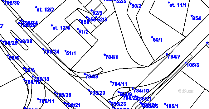 Parcela st. 784/1 v KÚ Vysoká u Holic, Katastrální mapa