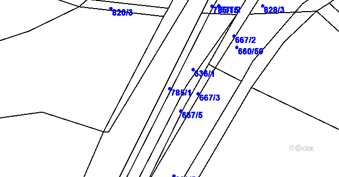 Parcela st. 785/1 v KÚ Vysoká u Holic, Katastrální mapa