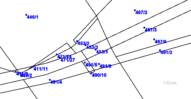 Parcela st. 453/1 v KÚ Vysoká u Holic, Katastrální mapa