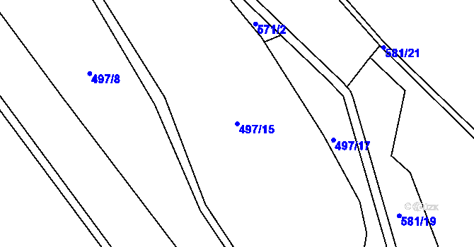 Parcela st. 497/15 v KÚ Vysoká u Holic, Katastrální mapa