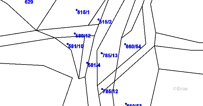 Parcela st. 785/13 v KÚ Vysoká u Holic, Katastrální mapa