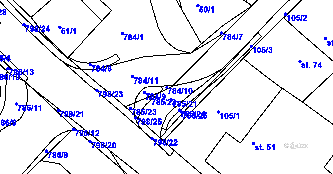 Parcela st. 784/10 v KÚ Vysoká u Holic, Katastrální mapa