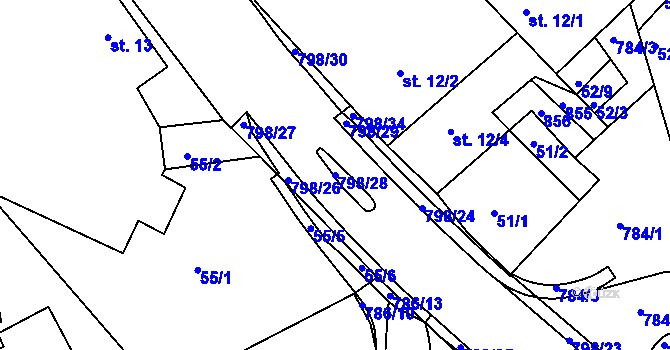 Parcela st. 798/28 v KÚ Vysoká u Holic, Katastrální mapa