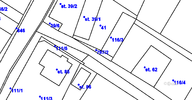 Parcela st. 797/2 v KÚ Vysoká u Holic, Katastrální mapa