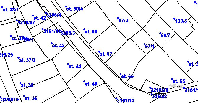 Parcela st. 67 v KÚ Osvětimany, Katastrální mapa