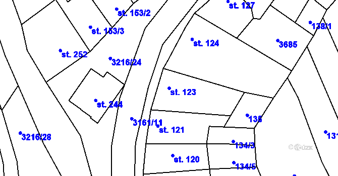 Parcela st. 123 v KÚ Osvětimany, Katastrální mapa