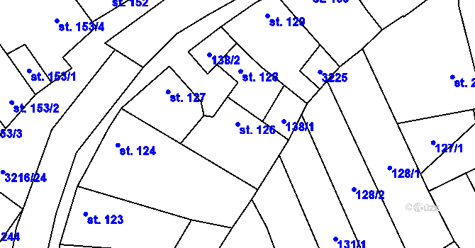 Parcela st. 126 v KÚ Osvětimany, Katastrální mapa