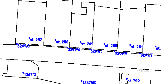 Parcela st. 259 v KÚ Osvětimany, Katastrální mapa