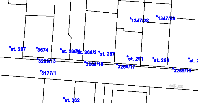 Parcela st. 267 v KÚ Osvětimany, Katastrální mapa