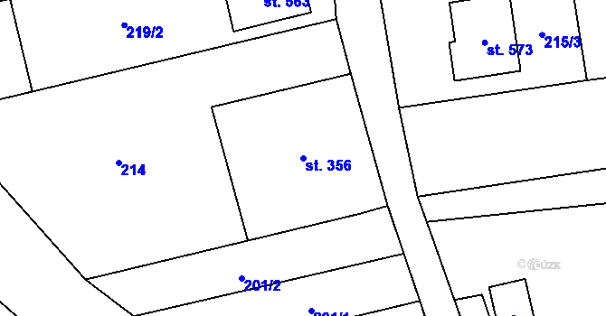 Parcela st. 356 v KÚ Osvětimany, Katastrální mapa