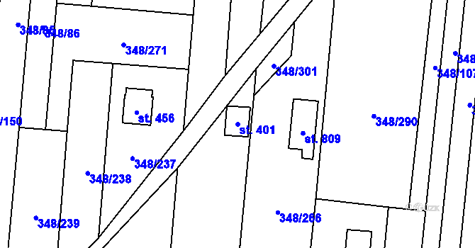 Parcela st. 401 v KÚ Osvětimany, Katastrální mapa