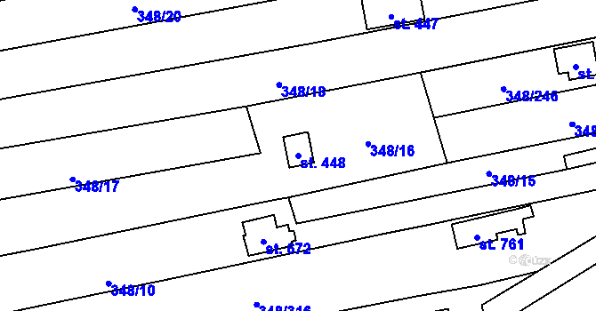 Parcela st. 448 v KÚ Osvětimany, Katastrální mapa