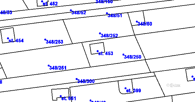 Parcela st. 453 v KÚ Osvětimany, Katastrální mapa