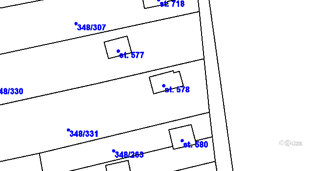 Parcela st. 578 v KÚ Osvětimany, Katastrální mapa