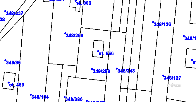 Parcela st. 666 v KÚ Osvětimany, Katastrální mapa