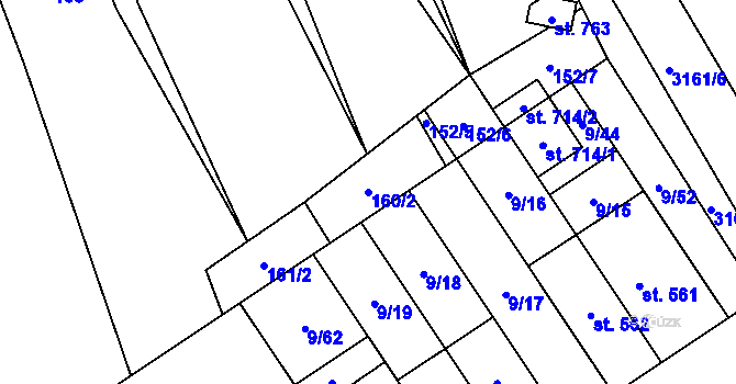 Parcela st. 160/2 v KÚ Osvětimany, Katastrální mapa