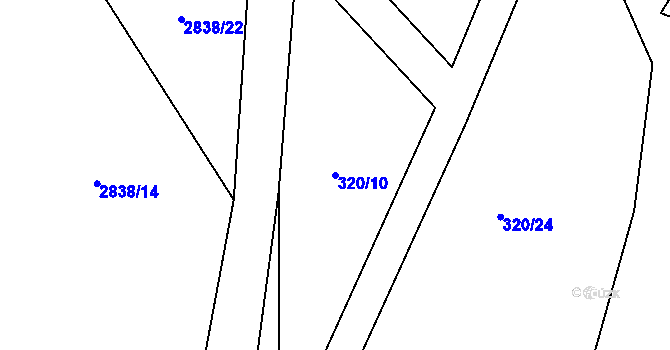 Parcela st. 320/10 v KÚ Osvětimany, Katastrální mapa