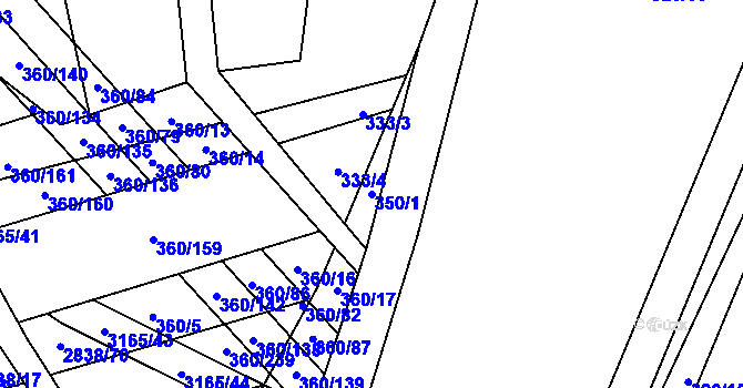 Parcela st. 350/1 v KÚ Osvětimany, Katastrální mapa
