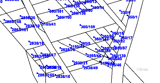 Parcela st. 360/5 v KÚ Osvětimany, Katastrální mapa