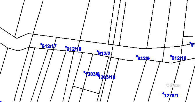 Parcela st. 912/2 v KÚ Osvětimany, Katastrální mapa