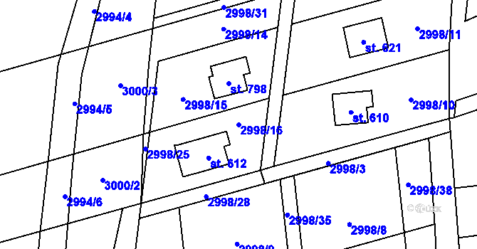 Parcela st. 2998/16 v KÚ Osvětimany, Katastrální mapa